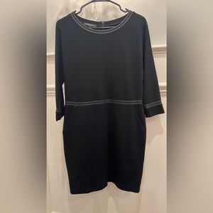Lafayette 148 black dress with pockets!! Leather detailing it’s gorgeous!!